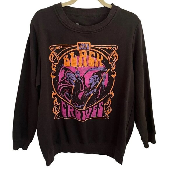 The Black Crowes Women Pullover Sweatshirt Large Black Crow Rock Band Graphic - Picture 1 of 6